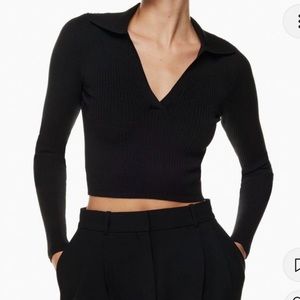 ABERCROMBIE - Black Ribber Long Sleeve Crop